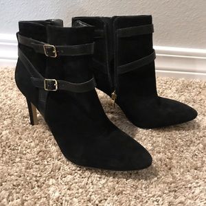 Ann Taylor black suede boots.